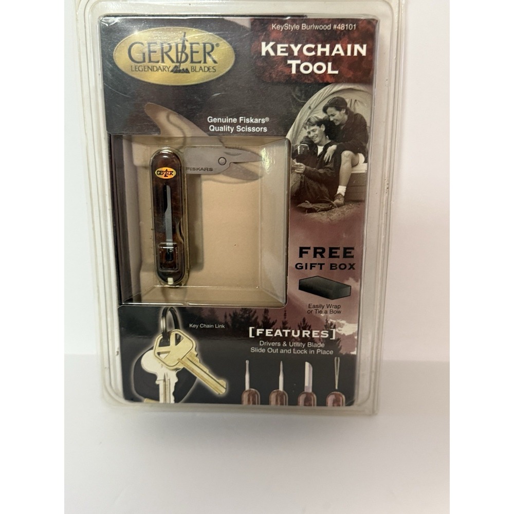 VINTAGE Gerber KeyStyle Burlwood Keychain Tool #48101 - NEW SEALED - Fiskars